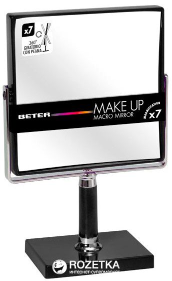 Дзеркало на ніжці двостороннє х7 Beter Viva Make Up Macro Mirror 14.5 см Black (8412122143107)