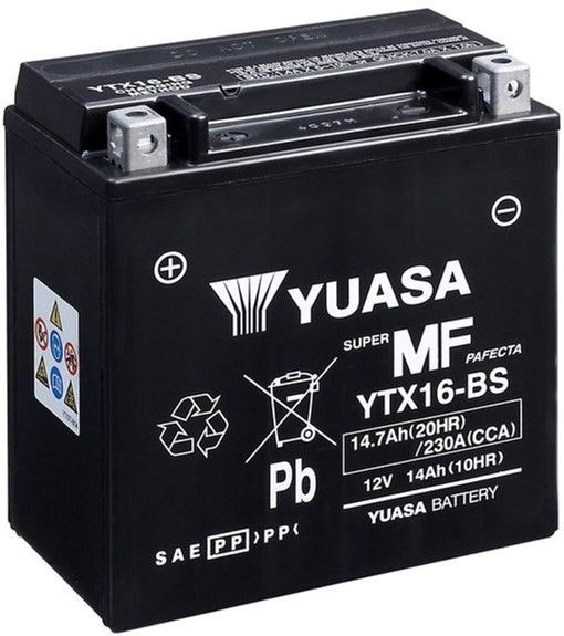 Мотоакумулятор Yuasa 12 V 14.7 Ah MF VRLA Battery YTX16-BS (сухозаряджений) (YTX16-BS)