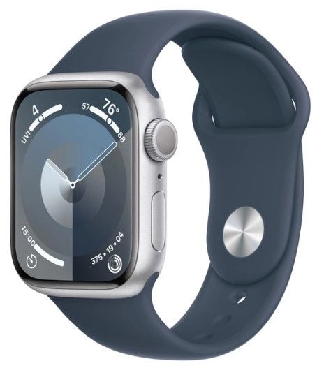 Смарт-годинник Apple Watch Series 9 GPS 41mm Silver Aluminum Case w. Storm Blue S. Band - S/M (MR903)