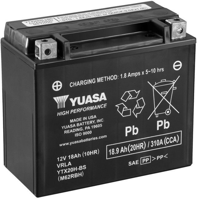Мото акумулятор Yuasa 12V 18.9Ah High Performance MF VRLA Battery AGM YTX20H-BS (сухозаряженной) (YTX20H-BS)