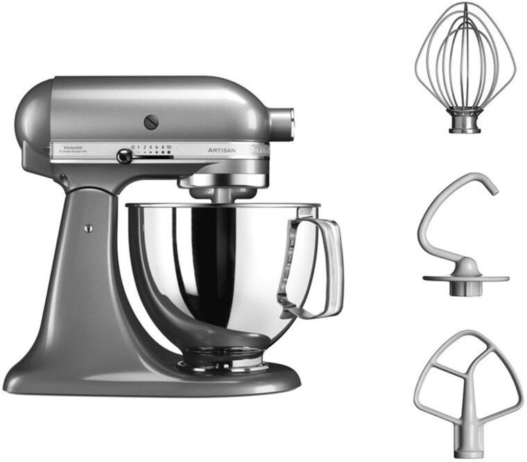 Планетарний міксер KitchenAid Artisan 5KSM125ECU з відкидним блоком сріблястий