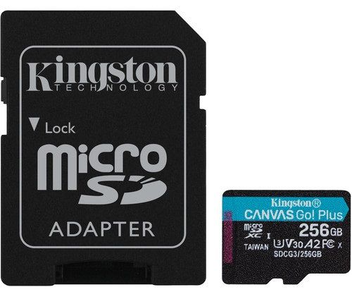 Карта пам'яті Kingston microSDXC 256GB Canvas Go+ U3 V30 (SDCG3/256GB) + Адаптер