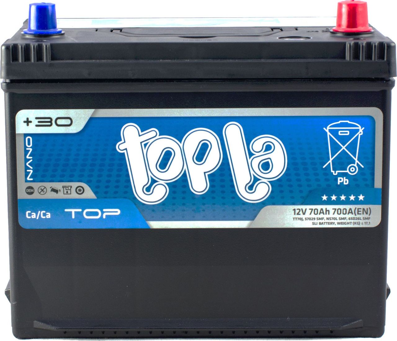 Автомобільний акумулятор Topla 70Ah/12V Top/Energy Japan Euro (0) 57029 (118 870)