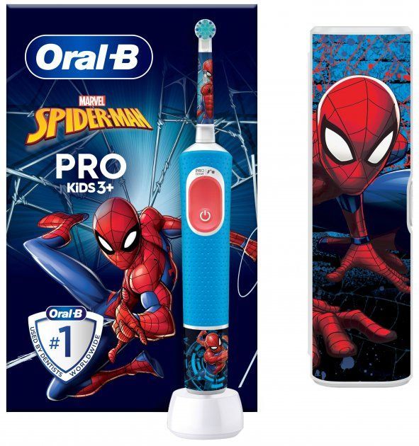 Електрична зубна щітка Oral-b Braun Pro Kids «Людина-Павук» + Футляр (8006540773567)