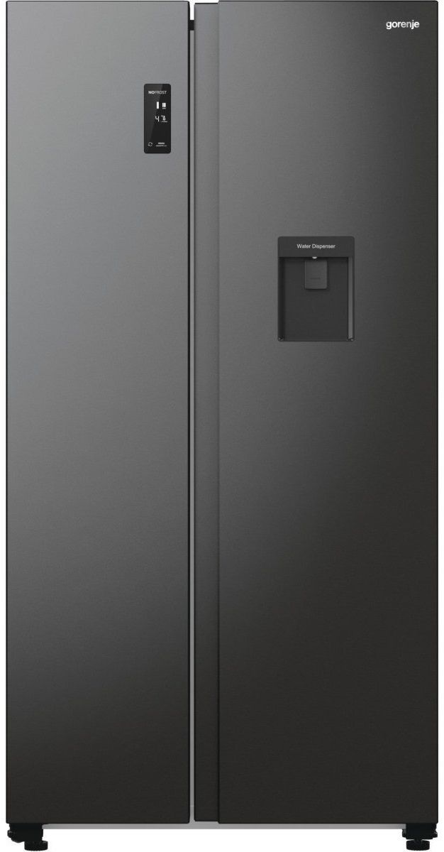 Gorenje Холодильник SBS, 179х67х92см, 2 двері, 353(191)л, А++, NF+, Інв., Зона св-ті, диспенсер, генератор льоду, Зовн. Диспл, чорний