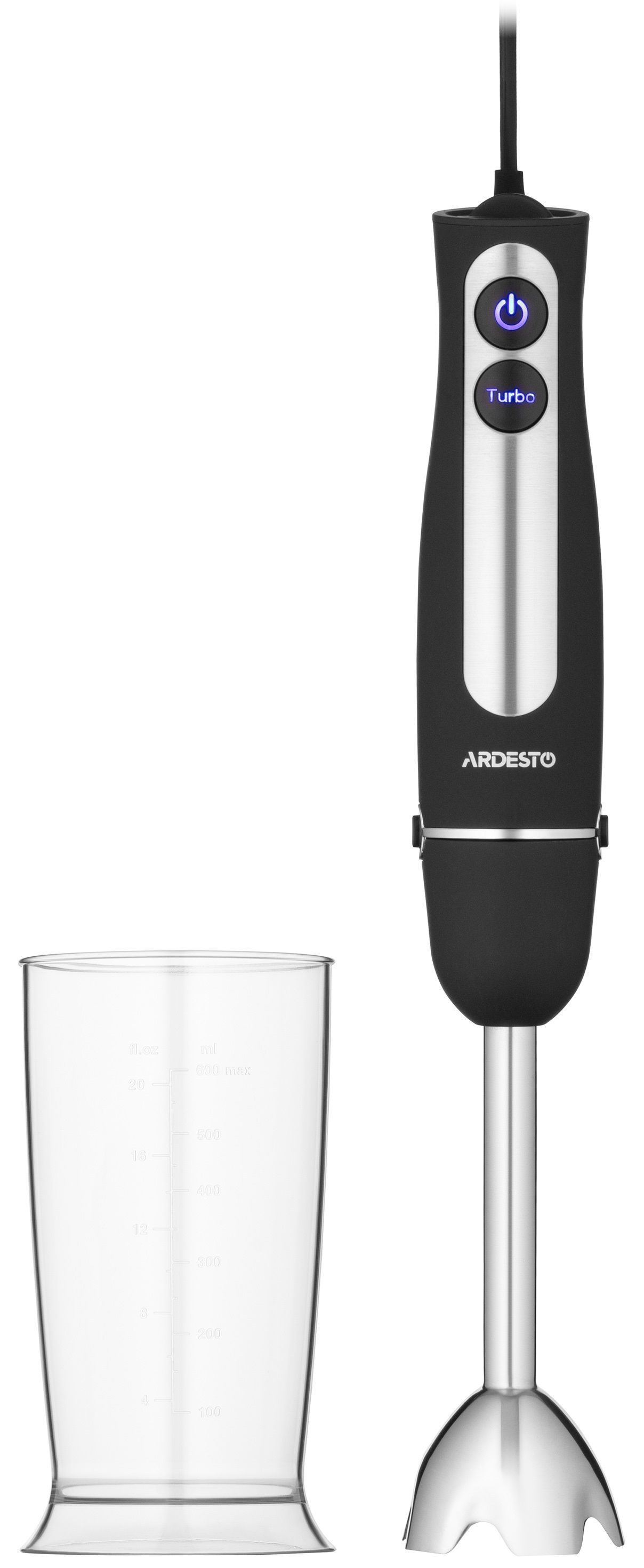 ARDESTO Блендер занурювальний HBG-800B, 800Вт, чаша-600мл, чорно-сріблястий