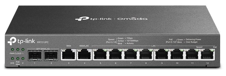 TP-Link Мультисервісний маршрутизатор ER7212PC 8xGE LAN 1xGE WAN 1xGE WAN/LAN 2xGE SFP WAN/LAN VPN Omada