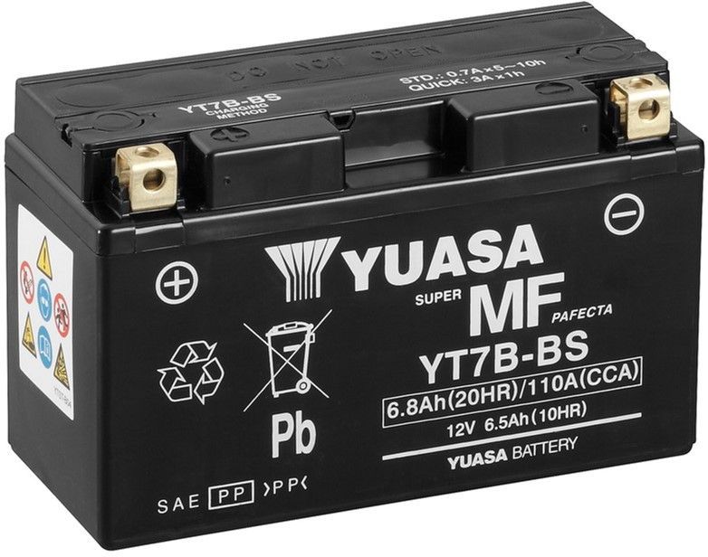 Мотоакумулятор Yuasa 12 V 6.5 Ah MF VRLA Battery AGM YT7B-BS (сухозаряджений) (YT7B-BS)