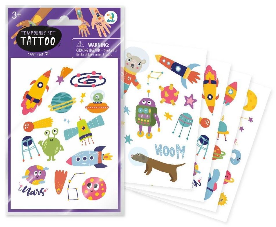 Набір дитячих тимчасових татуювань Dodo Космічні друзі (301097)