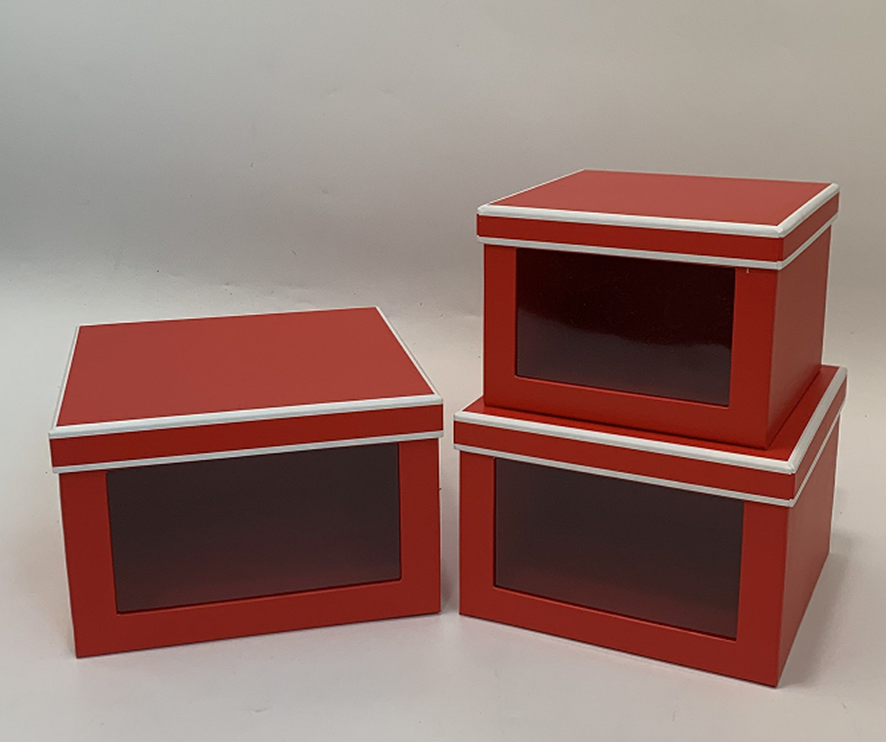 Подарункові коробки UFO W2019 Набір 3 шт Red/White квадр.