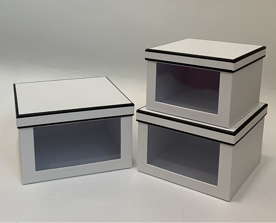 Подарункові коробки UFO W2017 Набір 3 шт Black/White квадр.