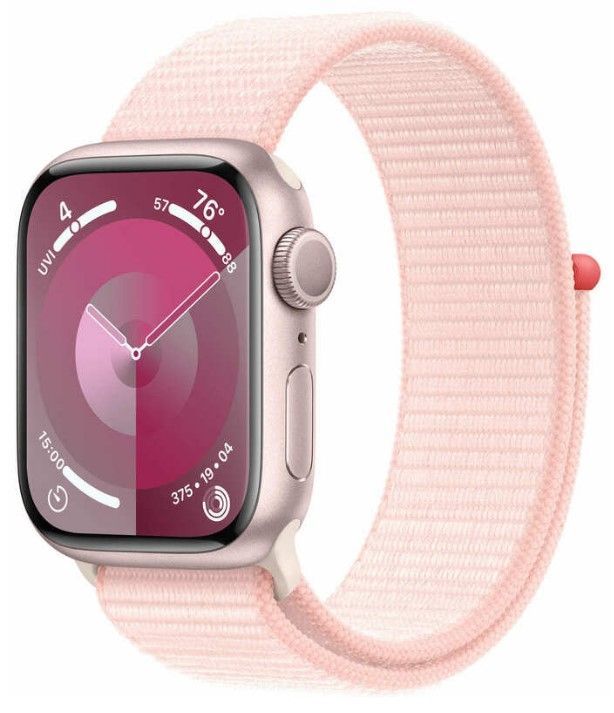 Смарт-годинник Apple Watch Series 9 GPS 41mm Pink Aluminum Case w. Light Pink S. Loop (MR953)