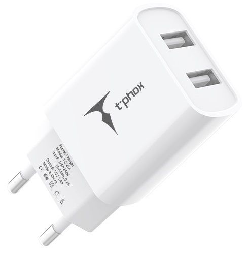 Мережевий зарядний пристрій T-PHOX TC-224 Pocket Dual USB (White)