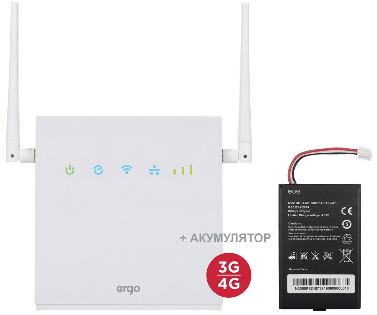 LTE CPE Wi-Fi роутер ERGO R0516 з акумулятором