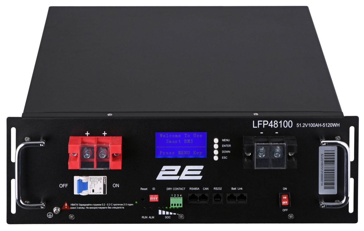 2E Акумуляторна батарея LFP48100 48V/100Ah 19" LCD 16S