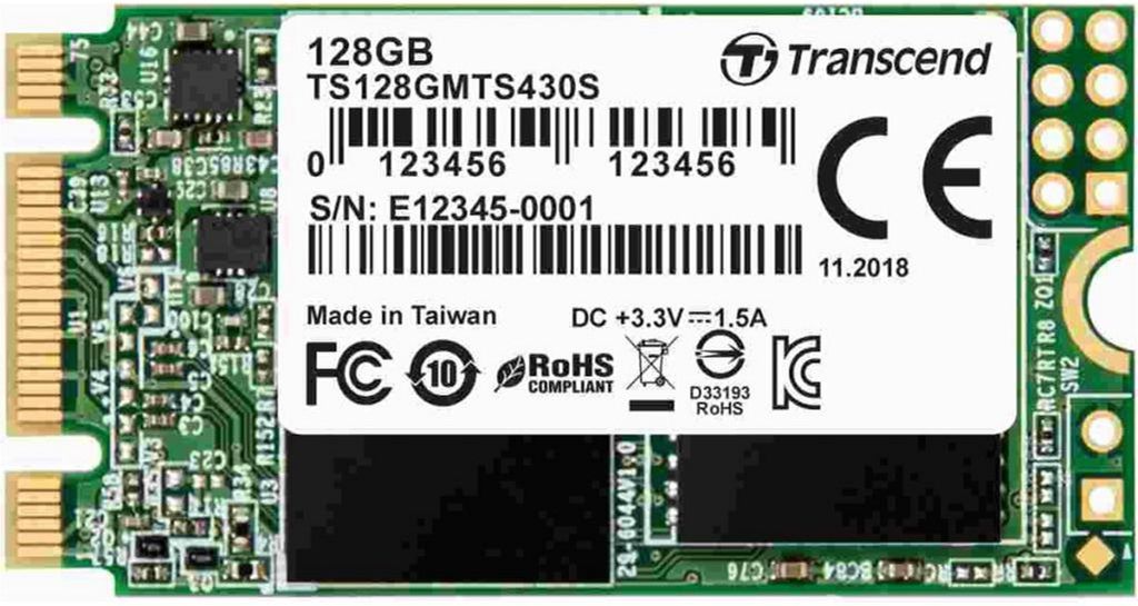 SSD накопичувач Transcend MTS430S 128GB M.2 SATA III 3D NAND TLC (TS128GMTS430S)