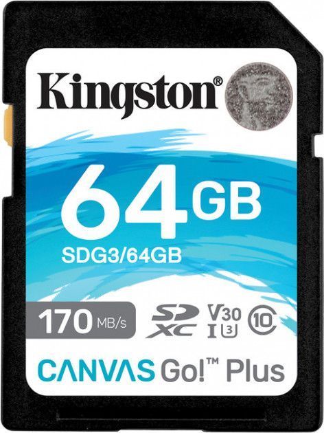 Карта пам'яті Kingston SDXC 64GB Canvas Go+  Class 10 UHS-I U3 V30 (SDG3/64GB)